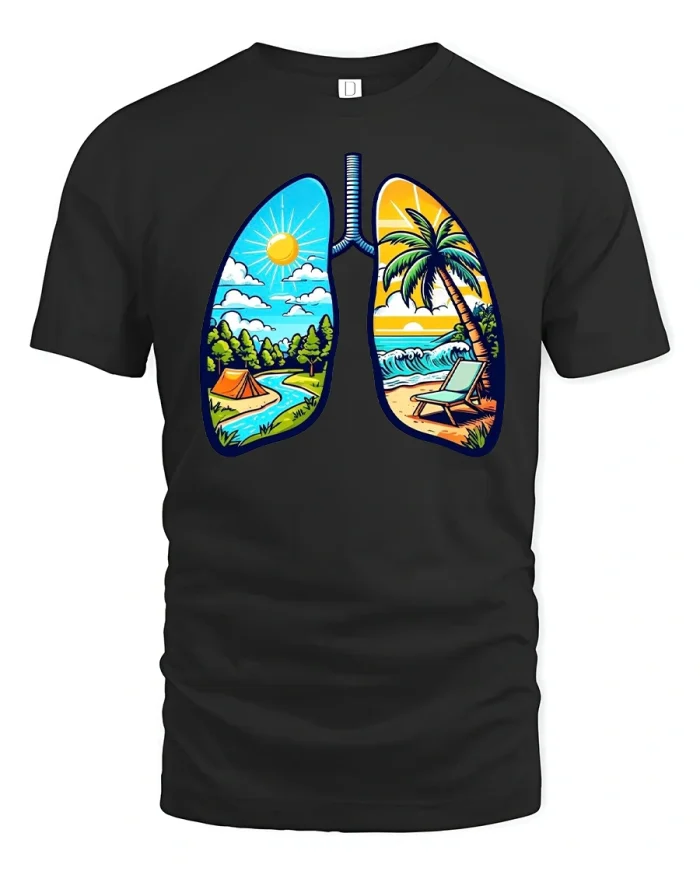 Lungs of Nature Outdoor Camping Beach T-Shirt - black t-shirt on white background