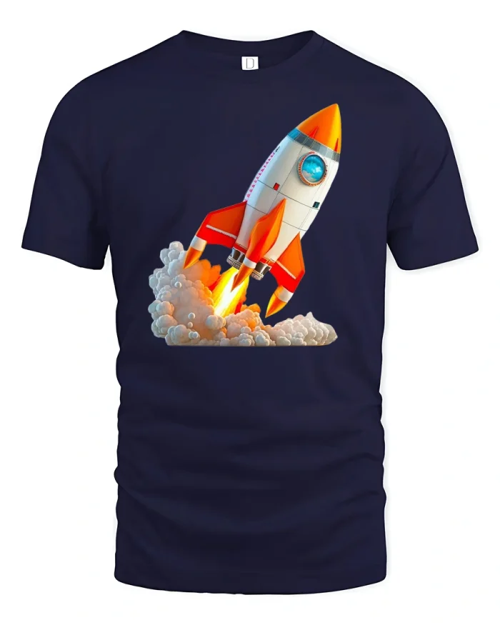 Rocket Launch Adventure Tee - navy t-shirt on white background