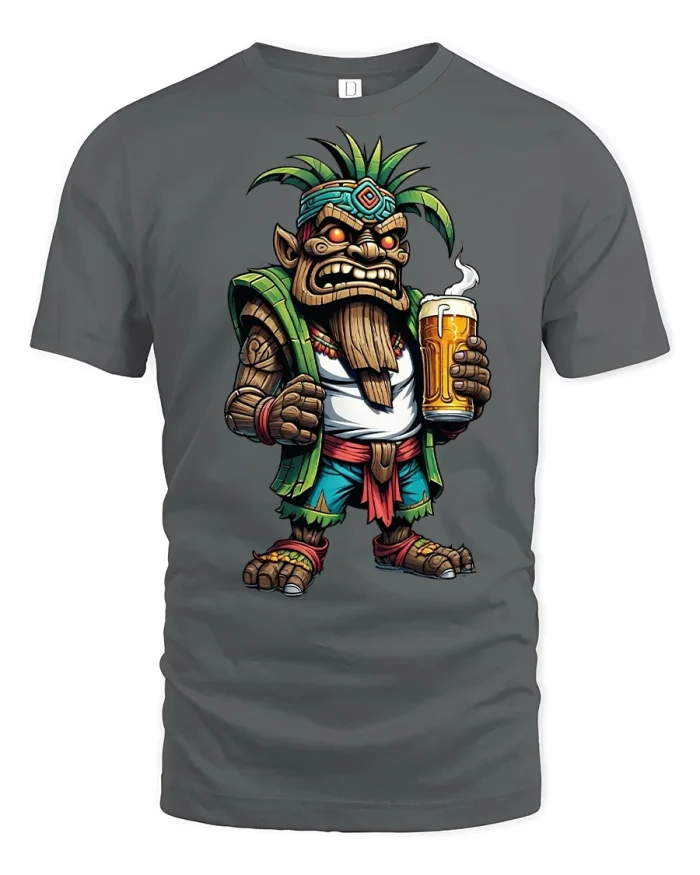 Cool Tribal Beer Lover Tee - gray t-shirt on white background