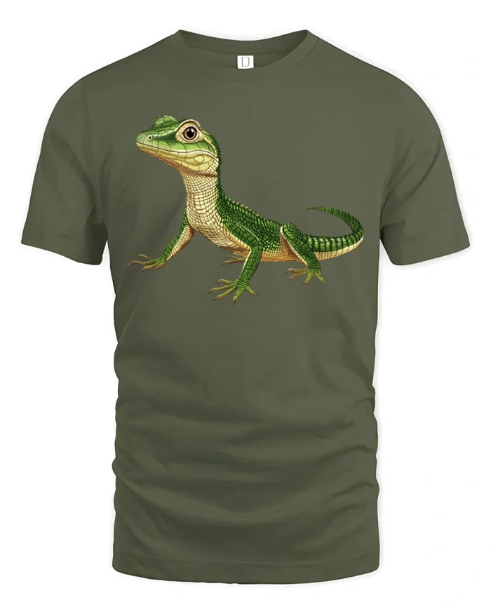 Cool Gecko Reptile Lover Tee - military green t-shirt on white background