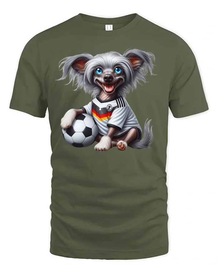 Cute Soccer Dog Football Fan Tee - military green t-shirt on white background