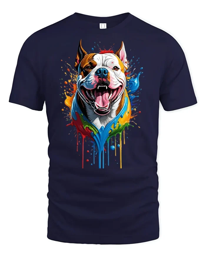 Pitbull Dog Lover Graphic T-Shirt - navy t-shirt on white background