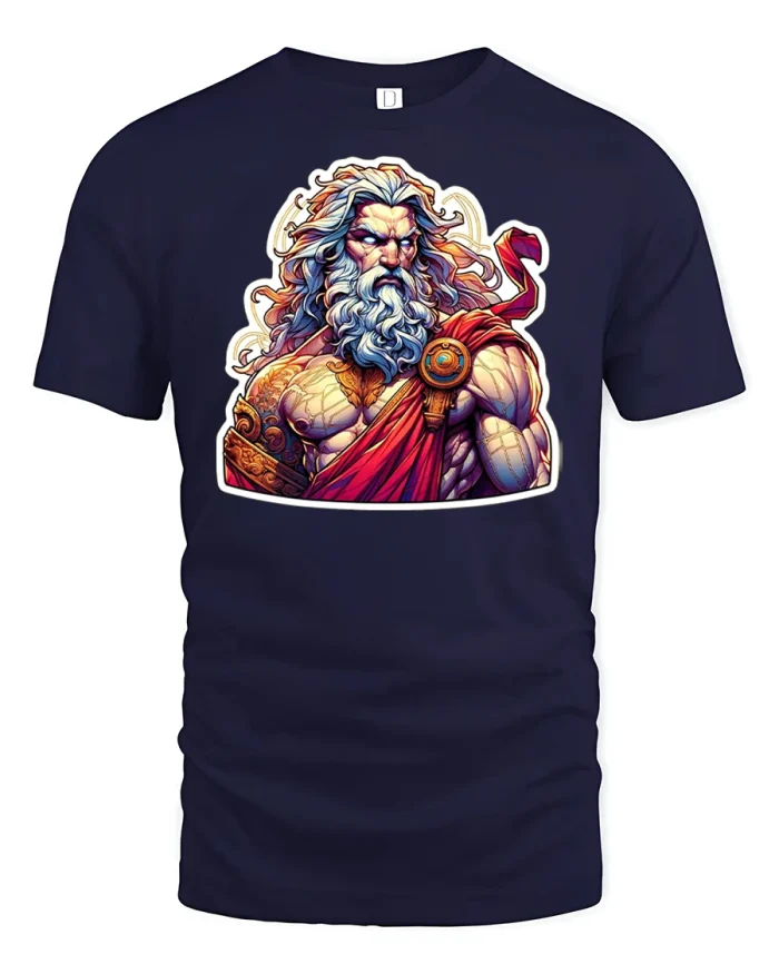 Zeus God of Thunder Mythology T-Shirt - navy t-shirt on white background