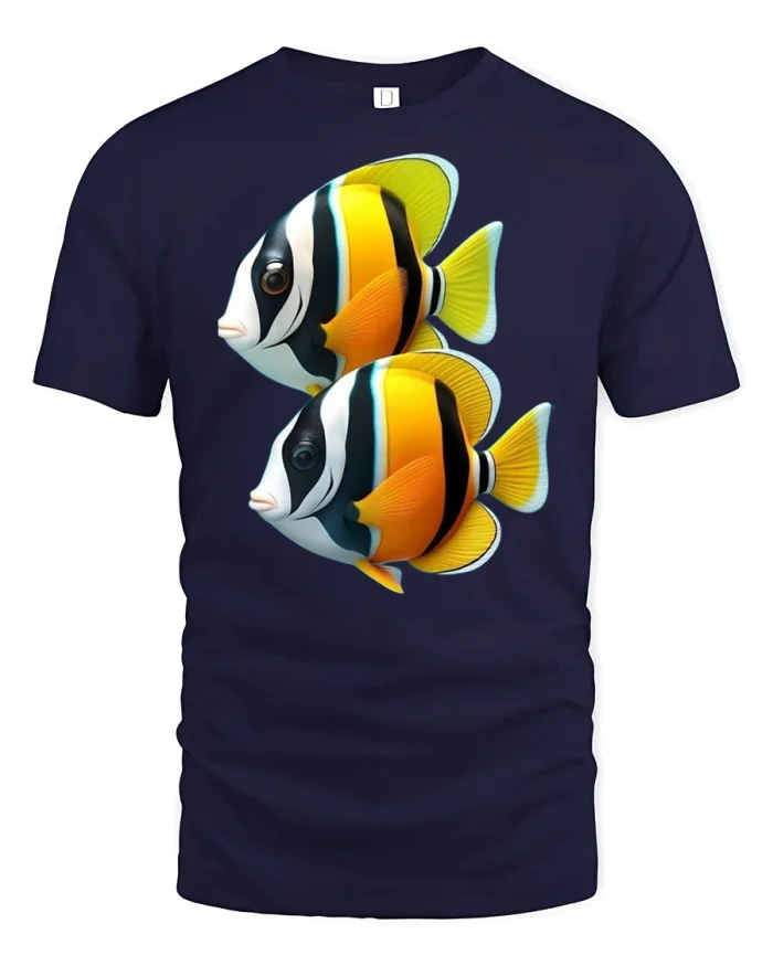 Tropical Fish Lovers T-Shirt - navy t-shirt on white background