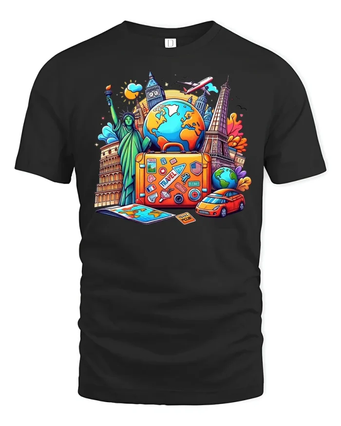 World Traveler Graphic T-Shirt - black t-shirt on white background