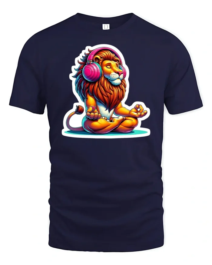 Zen Lion Yoga Tee - navy t-shirt on white background