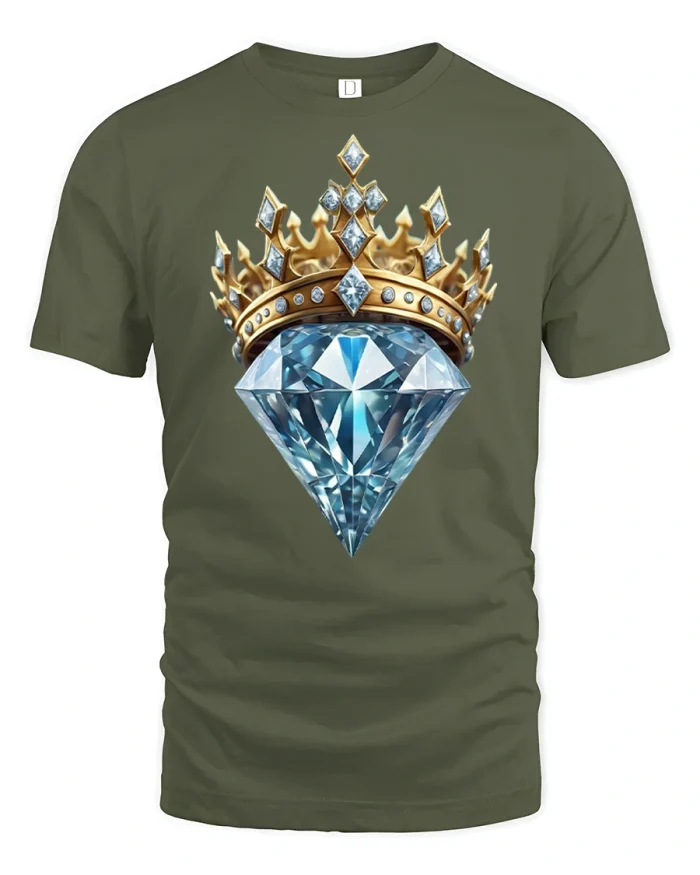 Diamond Crown Royal Luxury T-Shirt - military green t-shirt on white background