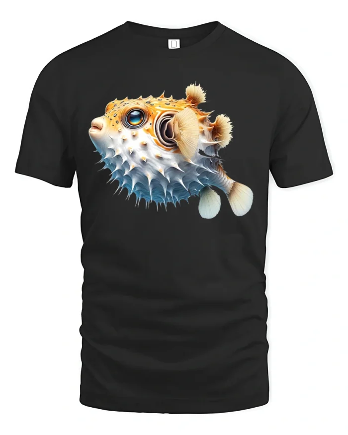 Funny Puffer Fish Ocean Lover T-Shirt - black t-shirt on white background