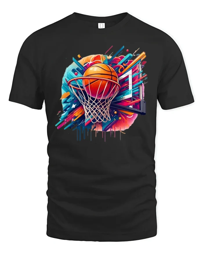 Slam Dunk Basketball Hoop T-Shirt - black t-shirt on white background