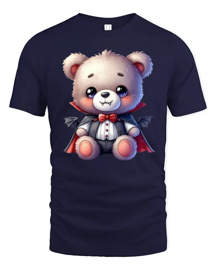 Adorable Vampire Teddy Bear T-Shirt - navy t-shirt on white background