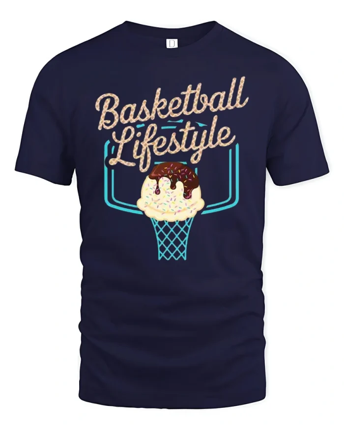 Basketball Lifestyle Ice Cream Tee - navy t-shirt on white background
