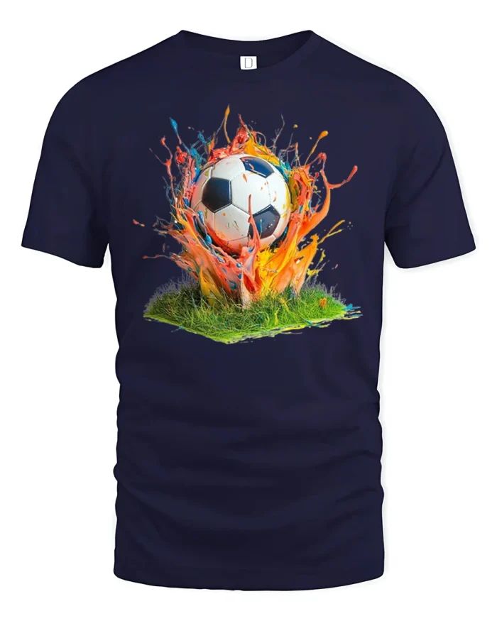 Soccer Fire Splash Graphic Tee - navy t-shirt on white background