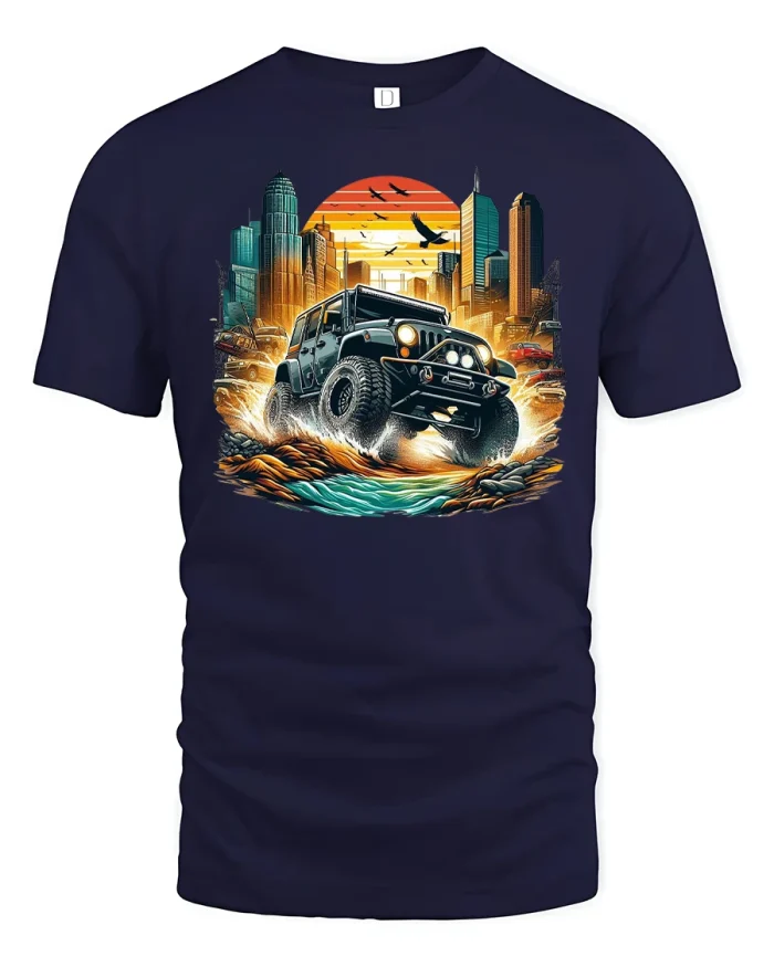 Off-Road Jeep Adventure T-Shirt - navy t-shirt on white background