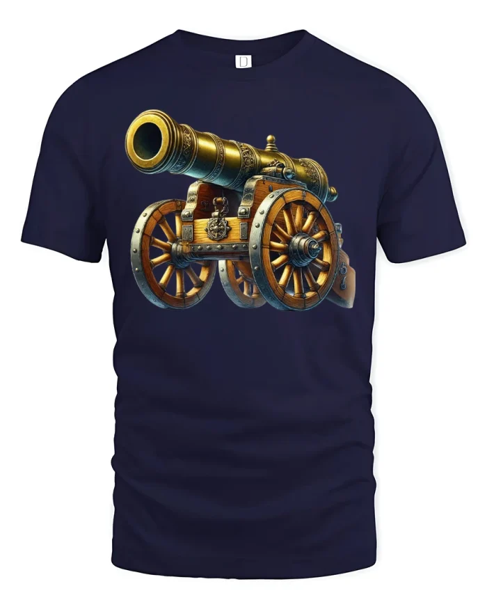 Vintage Cannon Artwork T-Shirt - navy t-shirt on white background