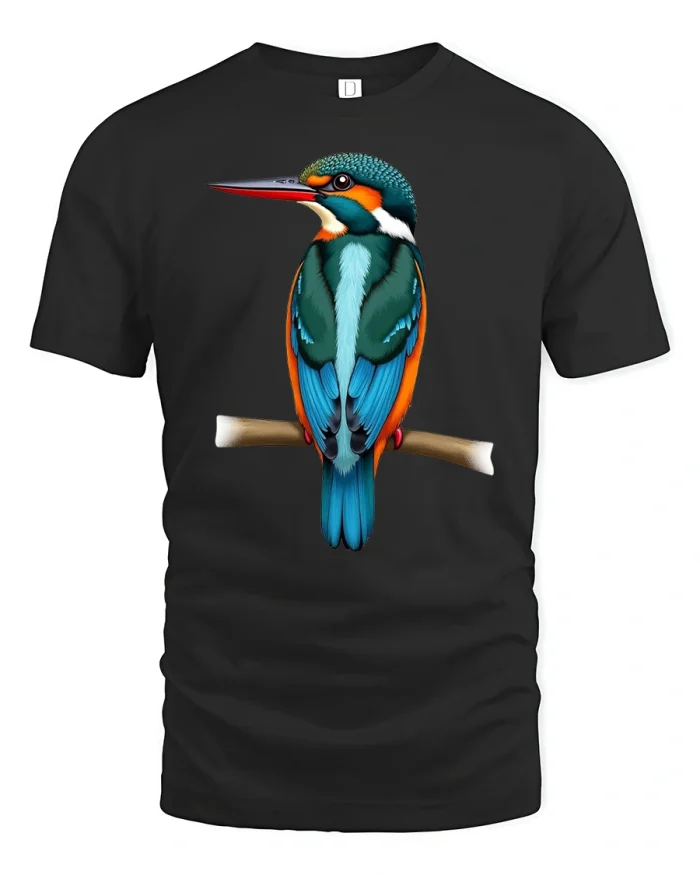 Colorful Kingfisher Bird Nature Lover T-Shirt - black t-shirt on white background