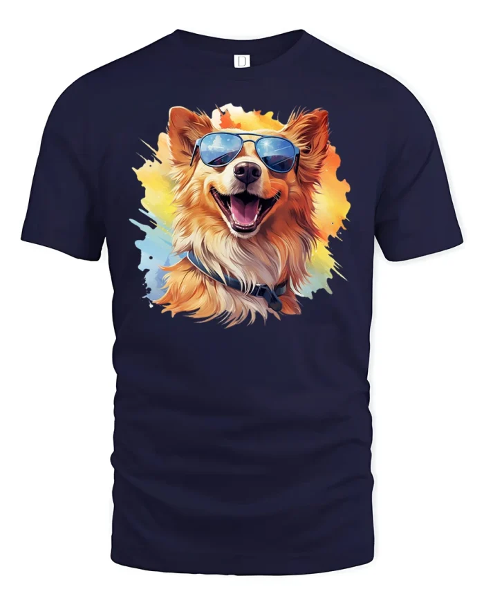 Cool Dog Sunglasses Graphic Tee - navy t-shirt on white background