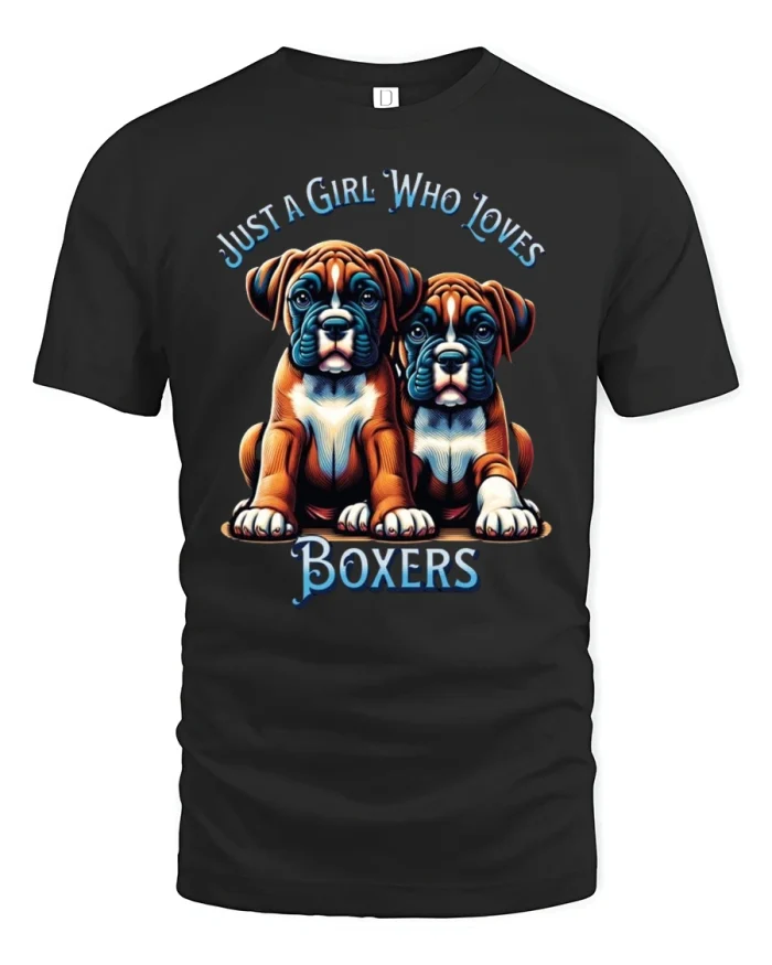 Just A Girl Who Loves Boxers Dog Lover T-Shirt - black t-shirt on white background