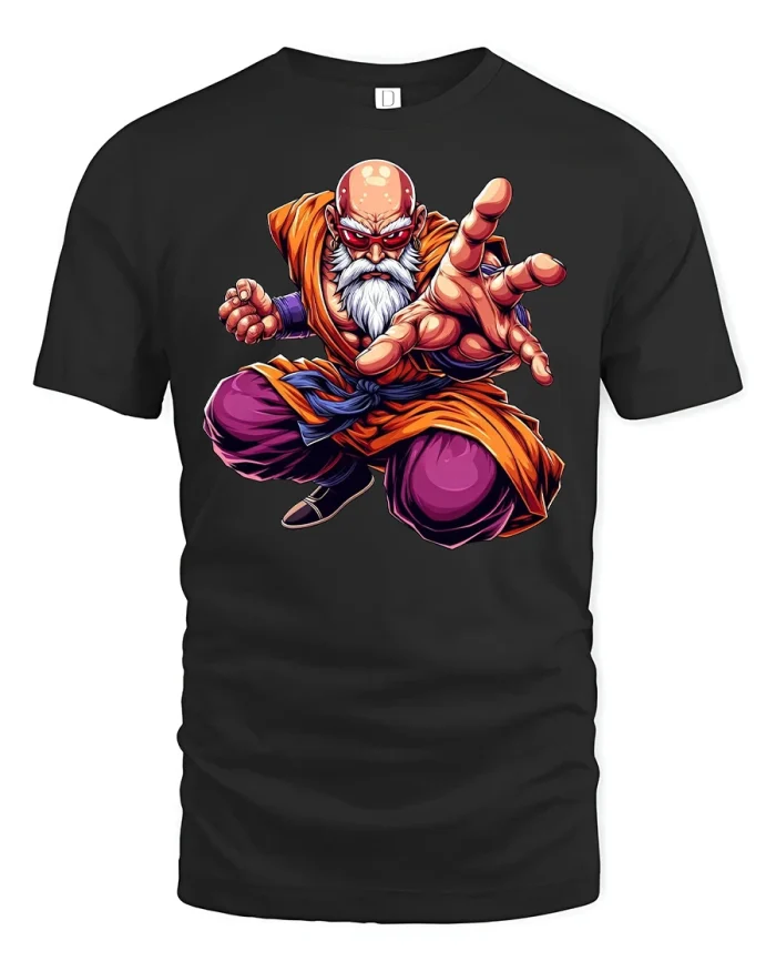 Martial Arts Master Anime Fighter Tee - black t-shirt on white background