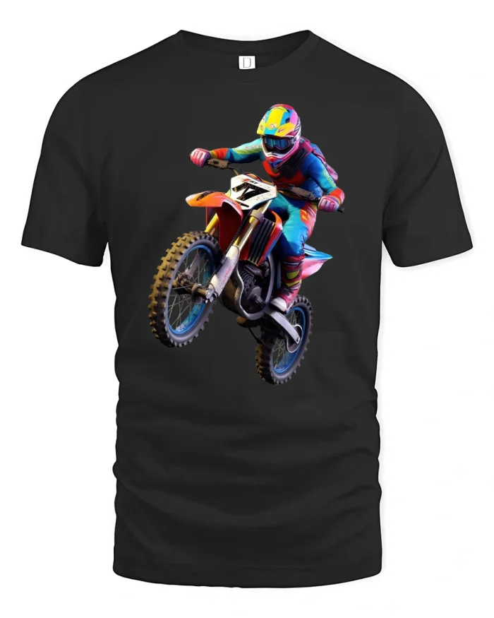 Extreme Motocross Rider Dirt Bike Tee - black t-shirt on white background