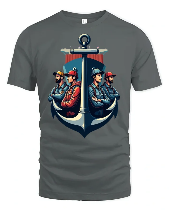Anchor Crew Nautical Sailor T-Shirt - gray t-shirt on white background