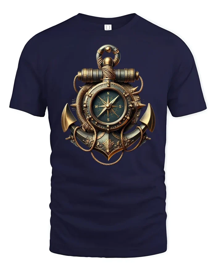 Nautical Anchor Compass Tee - navy t-shirt on white background