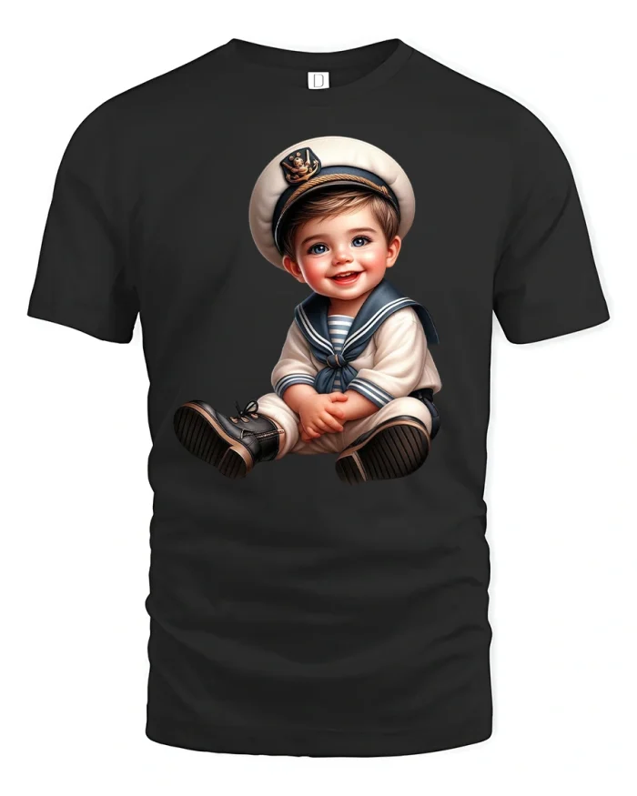 Cute Sailor Baby Outfit T-Shirt - black t-shirt on white background