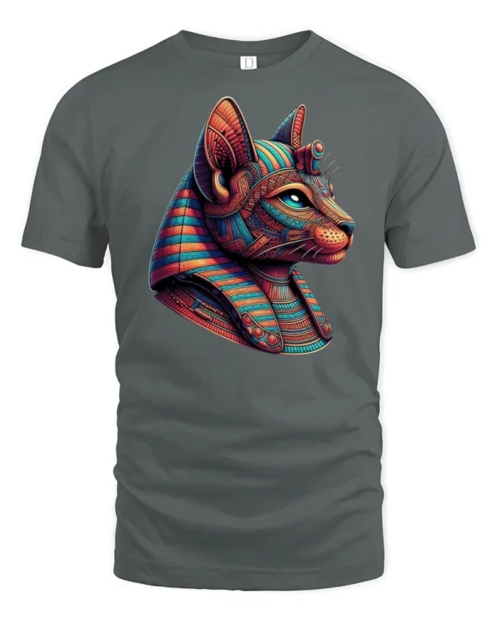 Ancient Egyptian Cat T-Shirt - gray t-shirt on white background