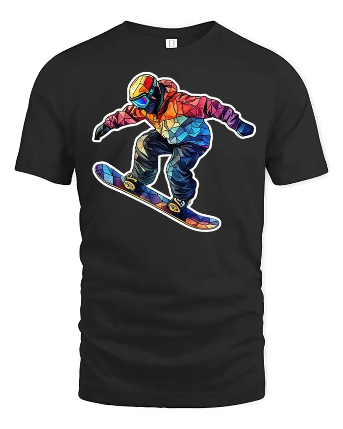 Colorful Snowboarder Extreme T-Shirt - black t-shirt on white background