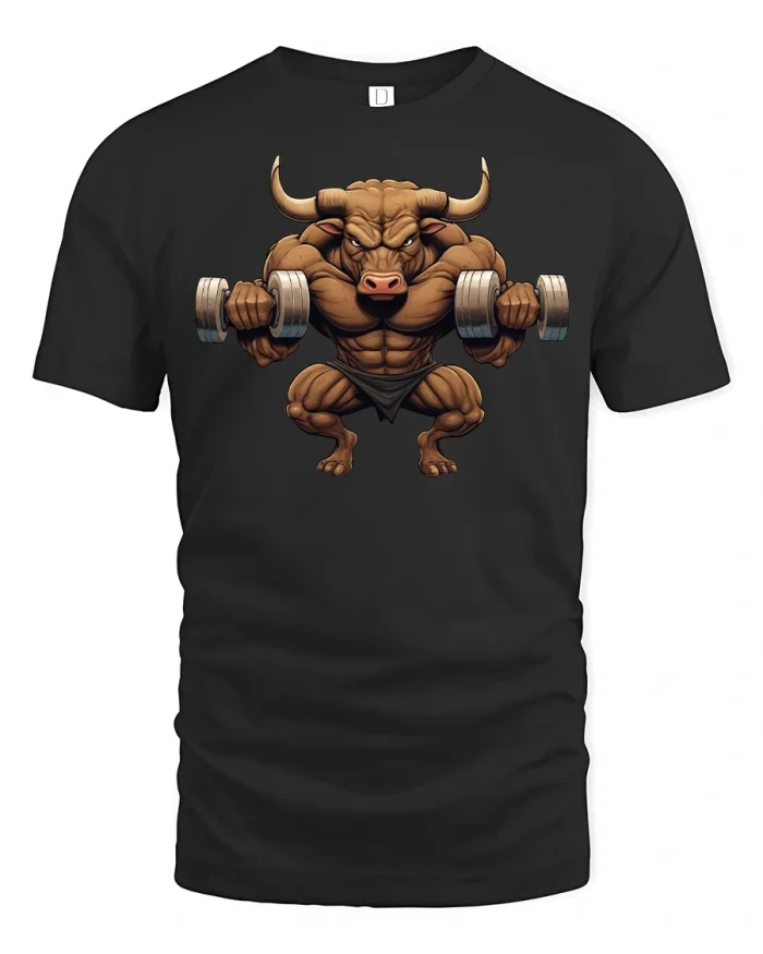 Beast Mode Bull Gym T-Shirt - black t-shirt on white background