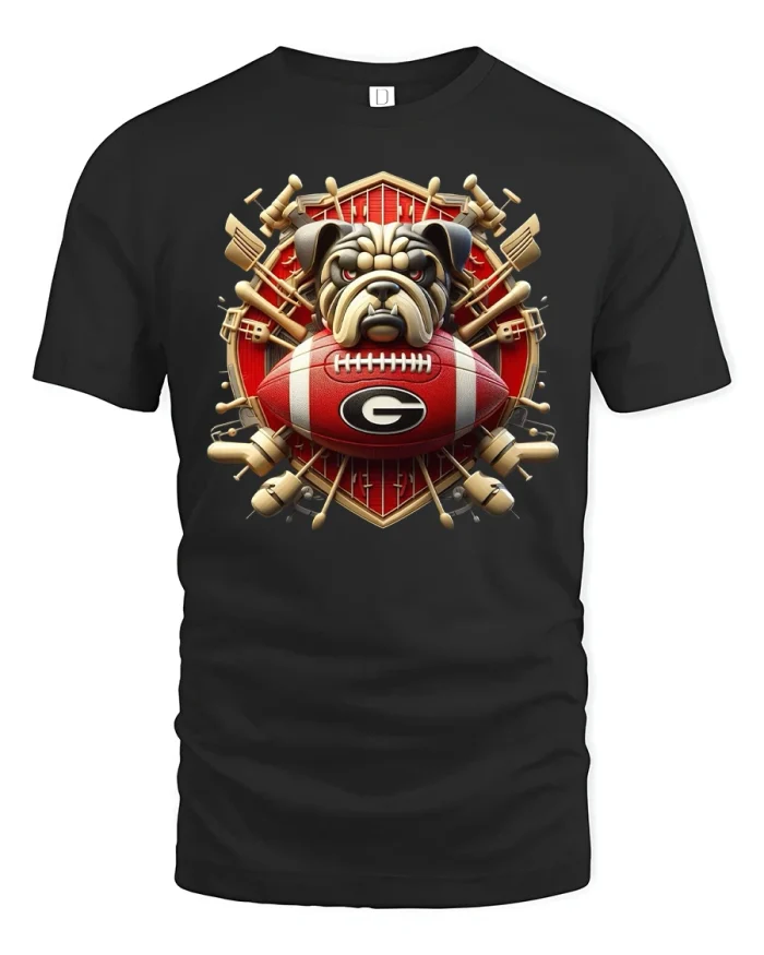 Fierce Bulldog Football T-Shirt - black t-shirt on white background