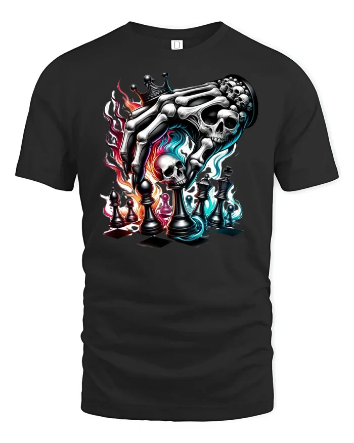 Skull Hand Chess Master T-Shirt - black t-shirt on white background