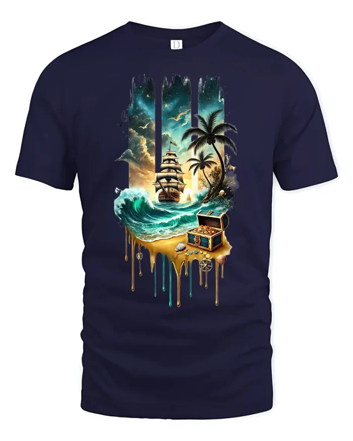 Pirate Treasure Island Tee - navy t-shirt on white background