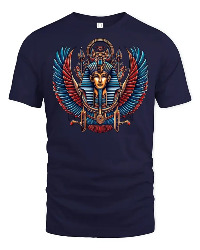 Pharaoh Wings Ancient Egypt Tee - navy t-shirt on white background