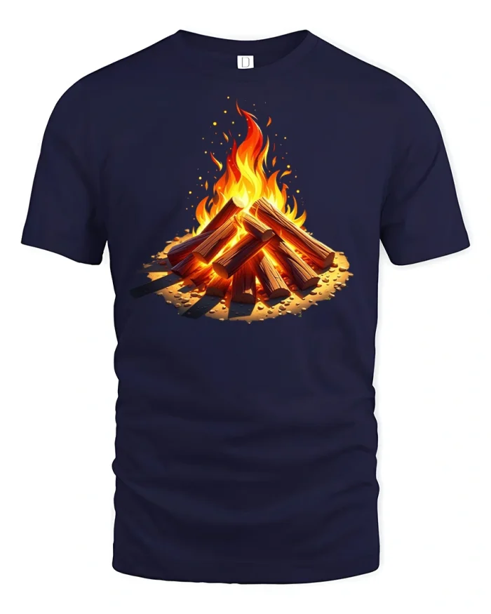 Cozy Campfire Night T-Shirt - navy t-shirt on white background