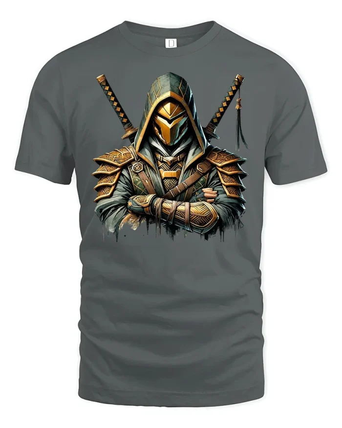 Assassin Samurai Warrior T-Shirt - gray t-shirt on white background