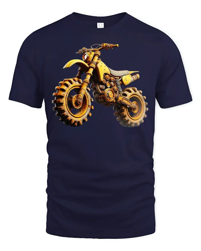 Extreme Yellow Dirt Bike Off Road T-Shirt - navy t-shirt on white background