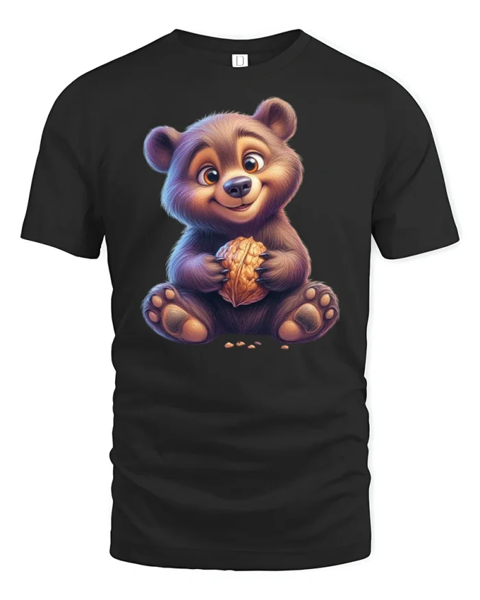 Cute Baby Bear T-Shirt Funny Snack Lover Design - black t-shirt on white background