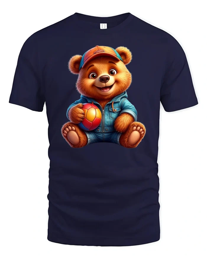 Cute Teddy Bear T-Shirt Playful Animal Lover Gift - navy t-shirt on white background