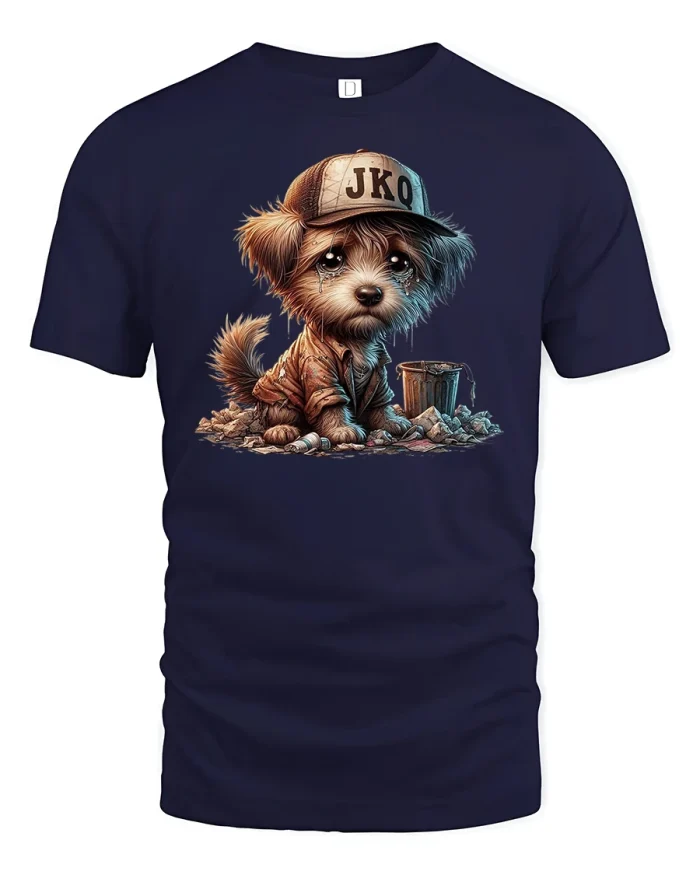 Sad Puppy T-Shirt Emotional Dog Lover Graphic Tee - navy t-shirt on white background