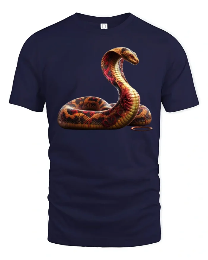 Fierce Cobra Snake Power Venomous Beast Art T-shirt - navy t-shirt on white background