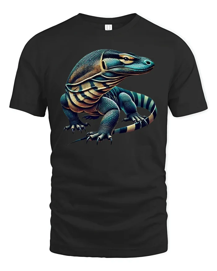 Cool Lizard T-Shirt Reptile Lover Gecko Art Graphic Tee - black t-shirt on white background