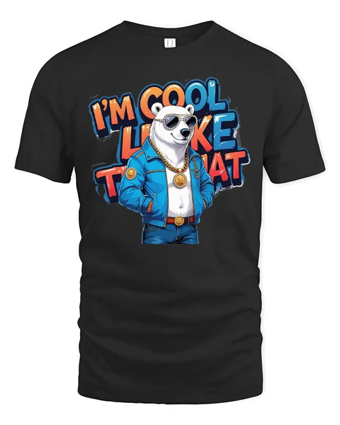 Cool Like That Polar Bear Street Style T-Shirt - black t-shirt on white background
