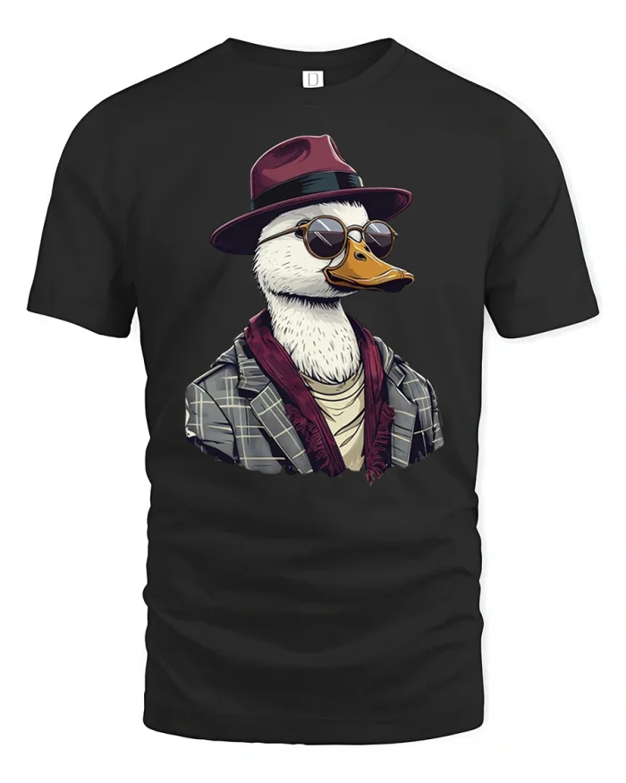 Cool Duck Hipster Style Funny T-Shirt - black t-shirt on white background