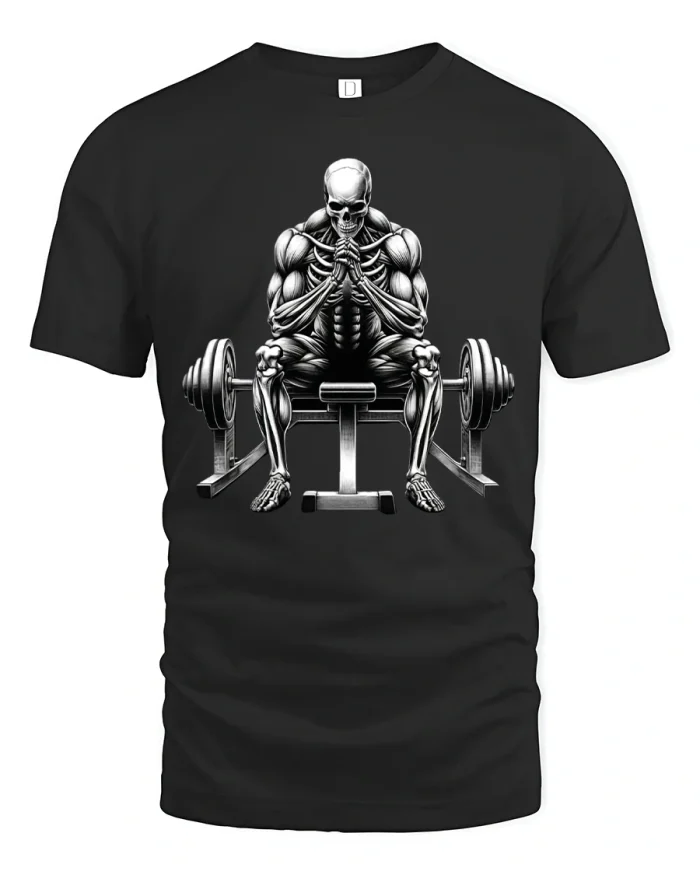Skull Gym Beast Weightlifting T-Shirt - black t-shirt on white background