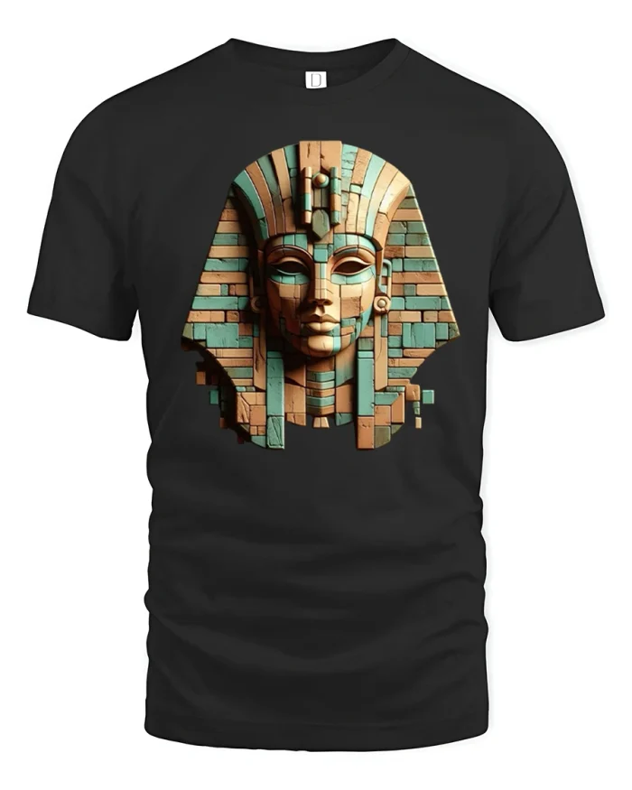 Ancient Pharaoh Mask Egyptian Graphic T-Shirt - black t-shirt on white background