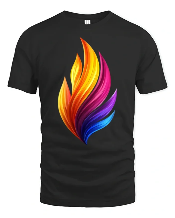 Vibrant Abstract Flame Colorful Art Graphic T-Shirt - black t-shirt on white background