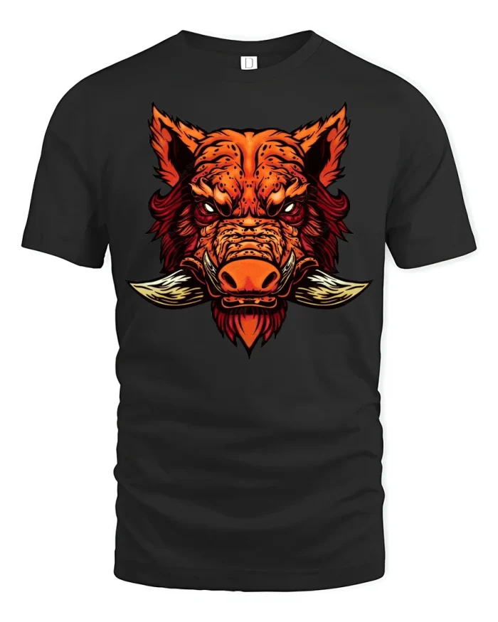 Fierce Wild Boar T-Shirt with Bold Animal Design - black t-shirt on white background