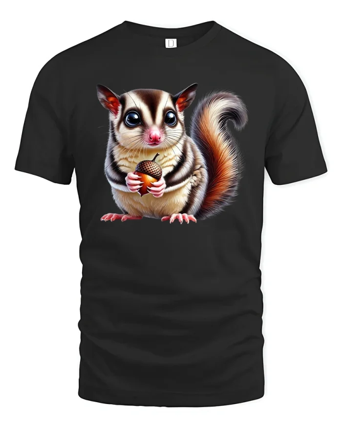 Cute Acorn Squirrel Graphic Tee for Animal Lovers - black t-shirt on white background