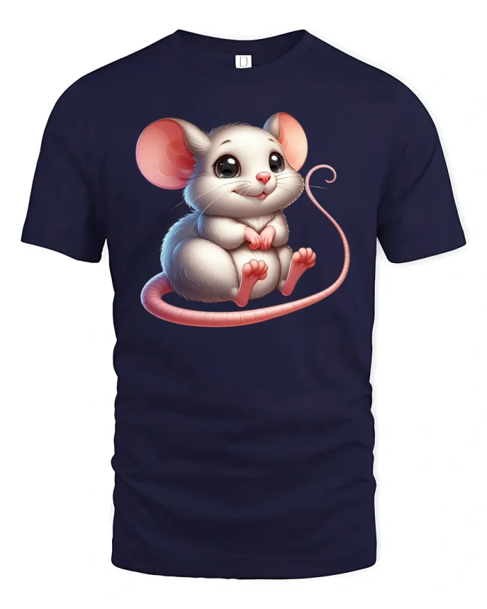 Cute Baby Mouse Tee for Animal Lovers and Pet Fans - navy t-shirt on white background