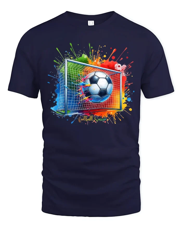 Color Splash Soccer Goal Tee for Players Who Love Scoring Big - navy t-shirt on white background